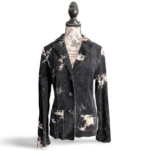 🇨🇦 Vintage 90s Terranostra Black Corduroy Tie Dye Bleach Blazer Size Medium